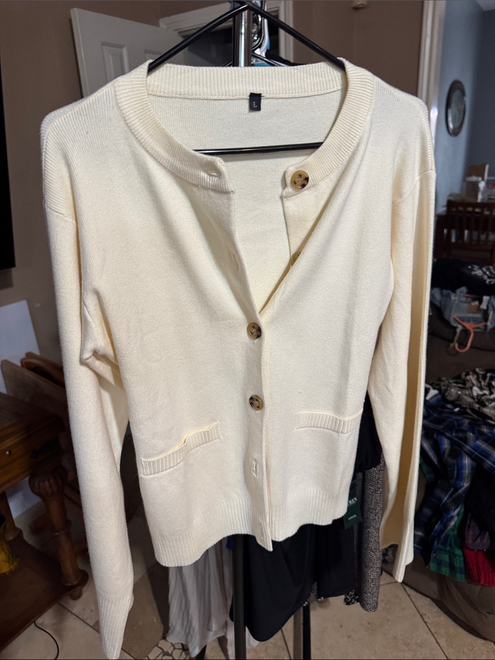 Cream sweater with buttons
